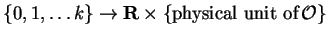 $\{0, 1, \ldots k\} \to \bf {R} \times \{
\mbox{physical unit of}\, {\cal O}\}$