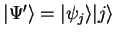 ${\vert\Psi' \rangle}={\vert\psi_j \rangle}{\vert j \rangle}$