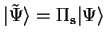 ${\vert\tilde{\Psi} \rangle}=\Pi_{\mathbf{s}} {\vert\Psi \rangle}$