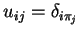 $u_{ij}=\delta_{i\pi_j}$