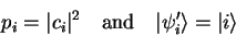\begin{displaymath}
p_i=\vert c_i\vert^2 \quad\mathrm{and}\quad {\vert\psi_i' \rangle}={\vert i \rangle}
\end{displaymath}
