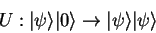 \begin{displaymath}
U: {\vert\psi \rangle}{\vert \rangle}\to{\vert\psi \rangle}{\vert\psi \rangle}
\end{displaymath}