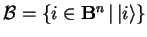 $\mathcal{B}=\{i\in\mathbf{B}^n \vert {\vert i \rangle}\}$