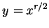 $y=x^{r/2}$