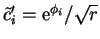 $\tilde{c}_i'={\rm e}^{\phi_i} / \sqrt{r}$
