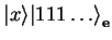 ${\vert x \rangle}{\vert 111\ldots \rangle}_{\mathbf{e}}$