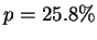 $p=25.8\%$